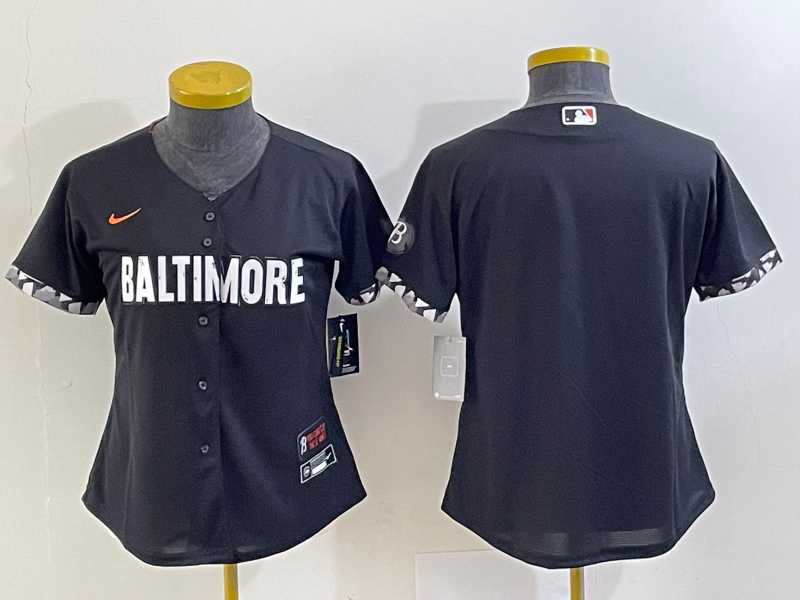 Women%27s Baltimore Orioles Blank Black 2023 City Connect Cool Base Stitched Jersey